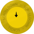 A yellow circular icon with an arrow pointing down and the words "SCROLL DOWN" around the edge.